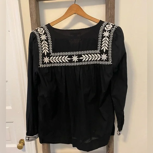J Crew black and white embroidered cotton shirt - Picture 4 of 5